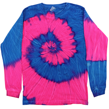 Youth Long Sleeve Tie-Dye T-shirt Blue Bubblegum (YTD-LS)