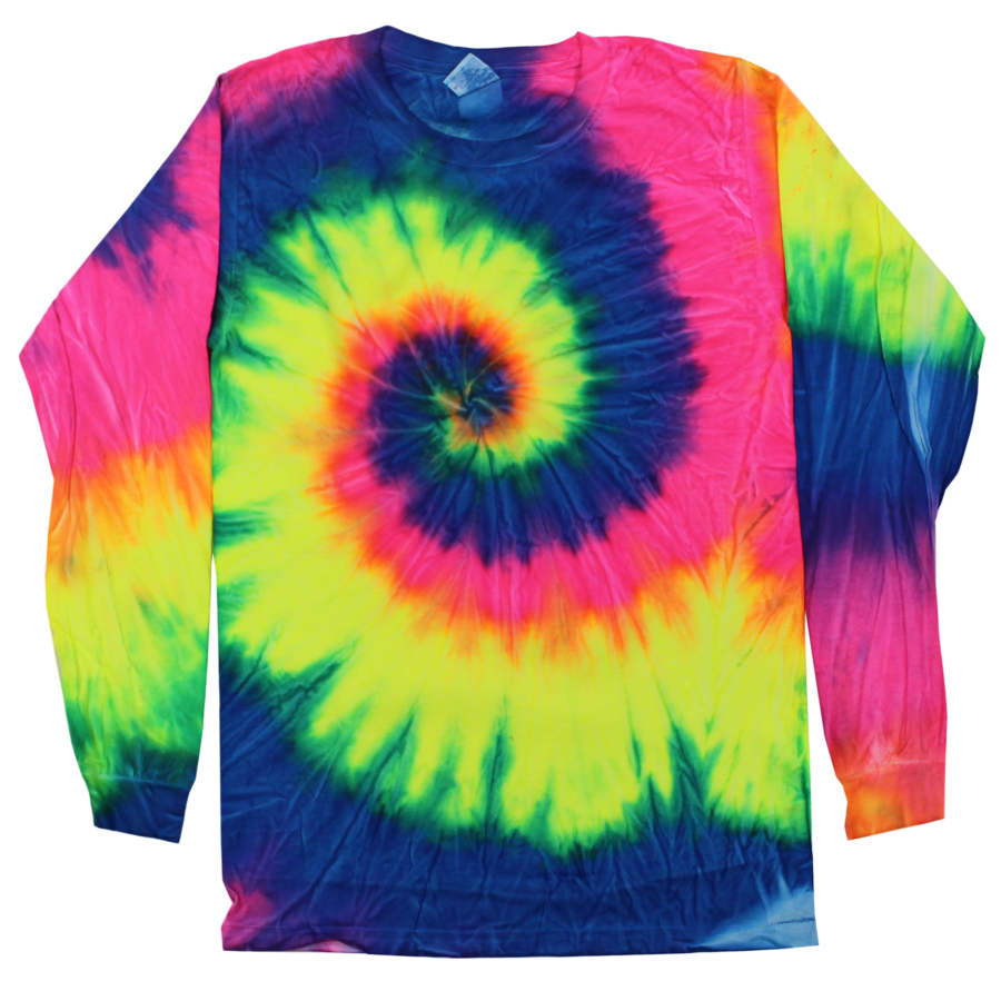 Adult Long Sleeve Tie-Dye T-shirt Neon Burst (TD-LS)